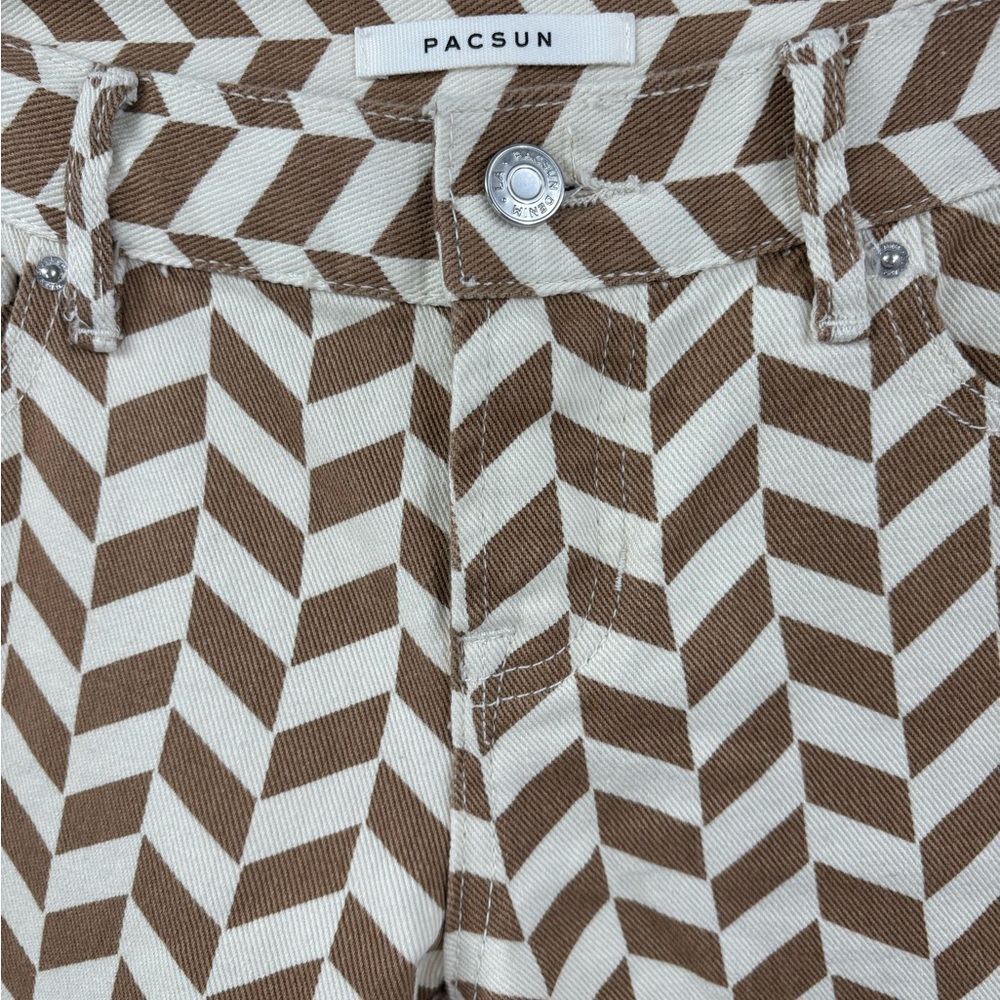 Pacsun Retro Brown Chevron Low Rise Y2K Straight Leg Pants | size 24 NWOT - Picture 6 of 12